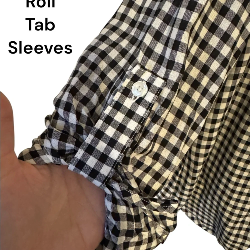 SPRING/SUMMER Jones New York Black/White Checkered Top LARGE    #F - Picture 3 of 9